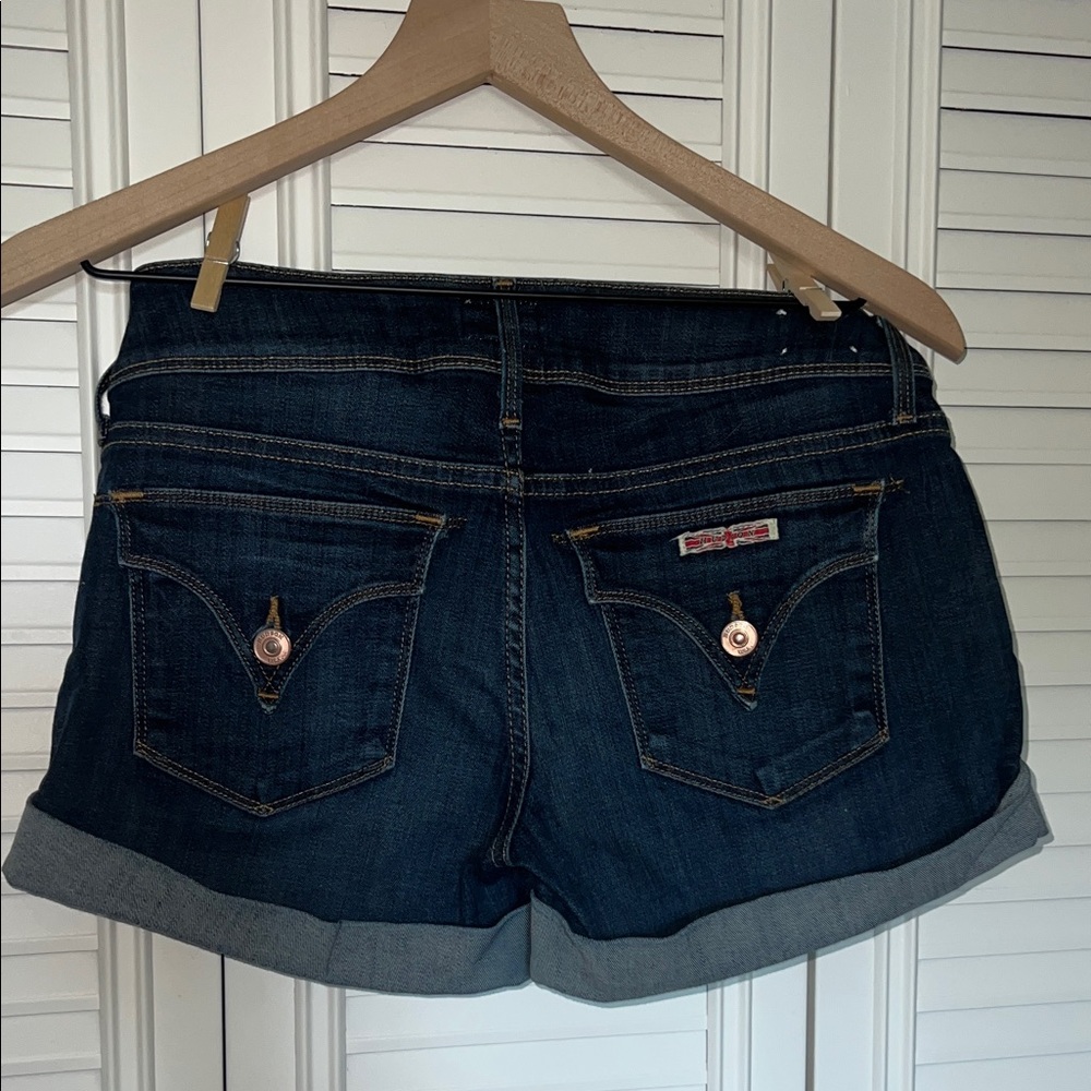 Hudson Jeans Dark Blue Rolled Cuff Denim Shorts - Picture 5 of 6